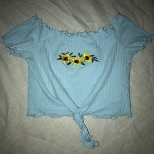 Blue flower crop top